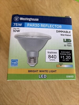 Westinghouse 75watt Par30 Dimmable Reflector Bulb Wet Rated 51800 - Image 1 of 4