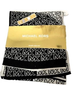 Michael Kors BELLYBAND 2pcs Set🎁❤️ Split Logo Scarf Beanie MSRP $88 NWT - Picture 1 of 5