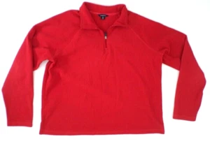 Maglione pullover Lands End Uomo Pile 1/4 Cerniera XL 46-48 Rosso - Foto 1 di 4