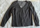 Madison Womens Black Polka Dot Pullover Blouse Top Size Large Long Sleeve NWT