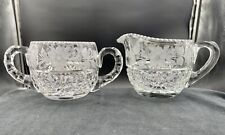 American Brilliant Cut Glass Creamer And Sugar By Tuthill In Rosaceae Pattern