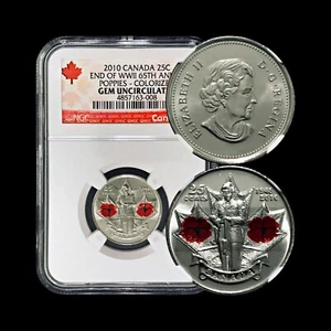 CANADA. 2010, 25 Cents - NGC GEM UNC - WWII 65th Anniversary (Colorized) - Picture 1 of 7