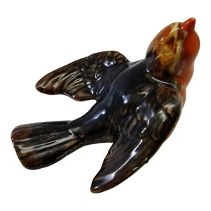 Studio Art Pottery Bird Figurine Ceramic Brown Orange - Picture 1 of 12