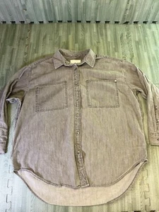 AERIE Camicia Denim Lavato Grigio Grafite 100% Cotone Taglia S Donna - Foto 1 di 9