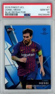 2018-19 Topps Finest UEFA Champions Lionel Messi 150/150 Blue Refractor PSA 10 - Picture 1 of 2