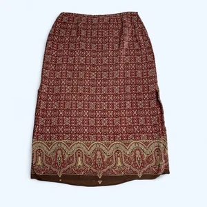 CHARTER CLUB 100% Silk Burgundy Midi Skirt UK 18 (Size 3XL) US 14 - Picture 1 of 9