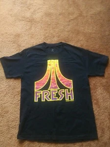 Bobby Fresh Black T-Shirt Size Large Bright Atari Like Image Short Sleeve - Picture 1 of 5
