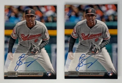 LOTE AUTOMÁTICO DE 2 RC 2014 TOPPS STADIUM CLUB BALTIMORE ORIOLES JONATHAN SCHOOP Foto 1 de 2