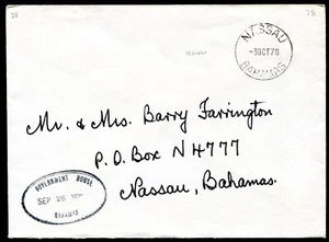 BAHAMAS: (13840) GOVERNMENT HOUSE POSTMARK/CANCEL/COVER - Picture 1 of 2