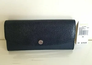 NWT MICHAEL Michael Kors Juliana Saffiano Leather Large Flap Wallet - Navy - Picture 1 of 5