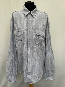 H&M LOGG Men's Grey Striped Cotton Long Sleeve Shirt XL - Picture 1 of 9