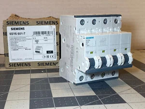 SIEMENS 5SY6 601-7 MINIATURE CIRCUIT BREAKER, 1A, 400V AC 4-POLE, C Trip - BLEM - Picture 1 of 14