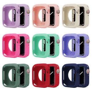 Soft Silicone Case Cover TPU Bumper Frame for Apple Watch Series 9 8 7 6 5 4 SE - Picture 1 of 36