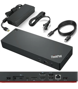 Station d'accueil Lenovo USB Type C pour ordinateur portable/ordinateur de bureau 40B20135UK neuve jamais ouverte - Photo 1/5