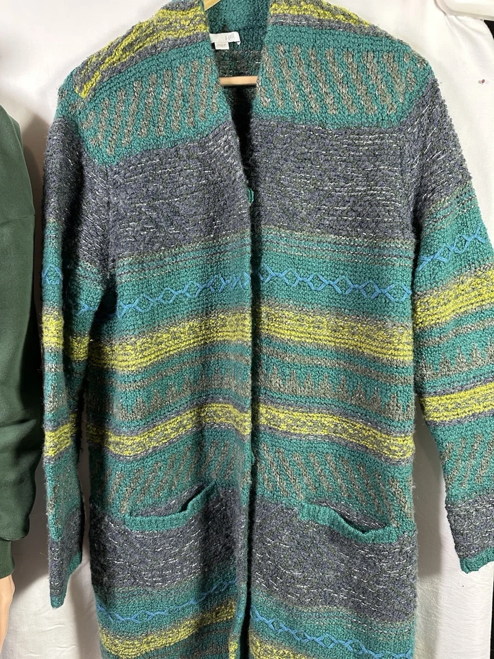 J Jill Wool Alpaca Long Cardigan Womens XL Green Button Up Grandma Cottage Q443 - Image 1 of 4