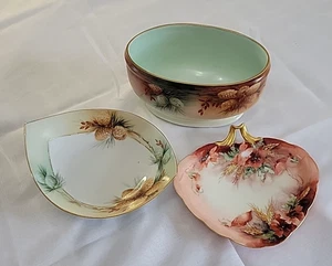 Lot of 3 Fall-Themed Dishes – Limoges Bowl + IRIS Bavaria Trinket Dish Favorite - Picture 1 of 17