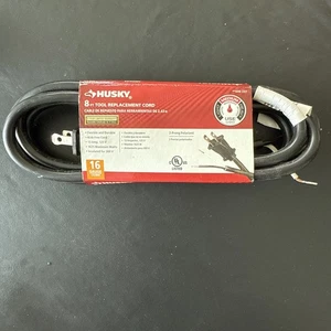 Husky 8 ft. Black 16/2 Medium-Duty Tool Replacement Cord 13Amp - Picture 1 of 5
