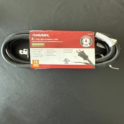 Husky 8 ft. Black 16/2 Medium-Duty Tool Replacement Cord 13Amp - Image 1 of 4