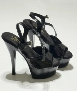 Pleaser Women’s Black Stiletto Delight Stripper High Heels Size 6 - Picture 1 of 6