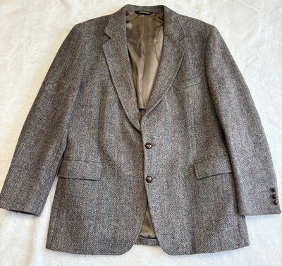 Vintage Adams Row Men's Herringbone 100% Wool Blazer - Size Made In The USA - Image 1 of 4