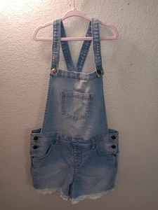 Cat and Jack Girls' Denim Overalls Size L 10/12 Light Blue, Super Stretch - Picture 1 of 2