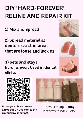 Denture Gum Material DIY Craft Kit, Denture Reline Adhesive, Denture Flipper