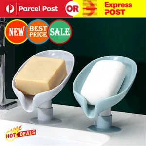 Leaf-shape Soap Box Drain Rack Soap Holder Home Free Perforation Suction Cup AU - Picture 1 of 17