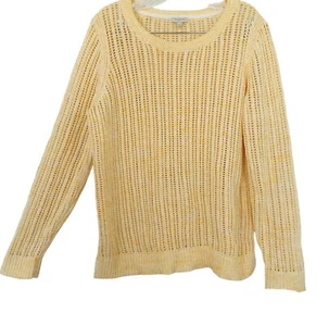 Suéter Talbots Amarillo Blanco Tejido Abierto Talla Grande ¡Perfecto para Primavera! - Imagen 1 de 9