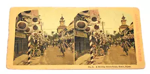 Antica scena di strada delle vacanze Stereoview Tokyo Giappone CST1 - Foto 1 di 4
