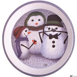 Christmas Snowmen Santa Cookie Plate 11.75" Snowman Serving Tray, Grey Multi - Picture 1 of 1