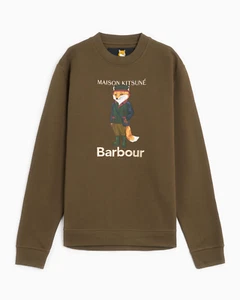 Size XL Barbour x Maison Kitsune MK Beaufort Fox Crew Sweatshirt Sold Out! - Picture 1 of 5