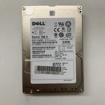 DELL X160K X829K ST9146803SS SAVVIO 146GB 10K 6Gbps 2.5" SAS HDD HARD DRIVE - Image 1 of 4