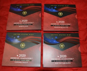 2020 American Innovation $1 Reverse Proof Coins - 4 Coins - CT, SC, MA, MD - Picture 1 of 5