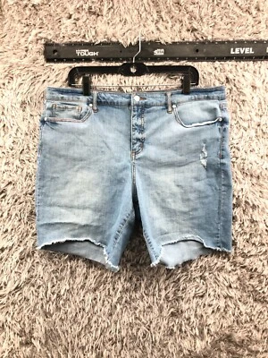 Energie Shorts Womens Plus Size 18 Mid Rise Medium Wash Blue Raw Hem - Image 1 of 4