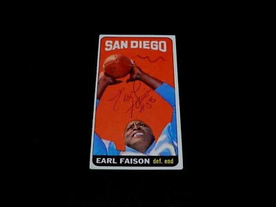Earl Faison 1965 Topps Football Autographed San Diego Chargers AFL Card Auto 60s - Image 1 of 2