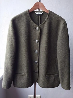 Cárdigan Distler Trachten Alemania Austria LANA HERVIDA VERDE CÁLIDO Talla 46 Foto 1 de 4