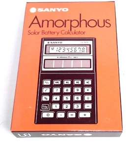 Sanyo~Amorphous~Solar Battery Calculator~New In Box~With Cover~Vintage - Picture 1 of 18