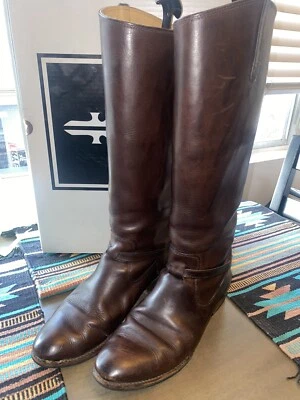 FRYE Lindsay Tall Boots Women's Leather Knee High Dark Brown Size 8.5 Fall Ranch - Image 1 of 4