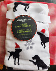 Eddie Bauer Black Labrador Christmas Hand Towels Set Of Two Nwt
