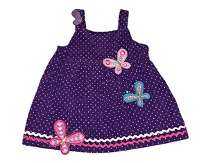 Mädchen SAMARA lila Cord Pullover Kleid 3T Schmetterling Applikation gepunktet rosa - Bild 1 von 5