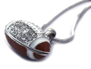 Football Brown Ball Charm Sports Player Pendant Necklace Boy Girl Jewelry - Picture 1 of 5