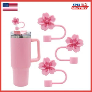 3pcs Cherry Blossom Silicone Straw Cover Cap For Stanley Cup,Straw Topper 10 Mm - Picture 1 of 7