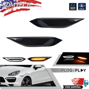 2X Smoked LED Side Marker Signal Light Amber White For Porsche Cayenne 958 11-14 - Picture 1 of 12
