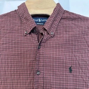 Ralph Lauren Custom Fit Herren XXL rot grün kariert Langarm Button Down Hemd - Bild 1 von 5