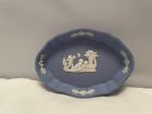 Decorative Vintage Wedgwood Blue Jasperware Oval Trinket Dish