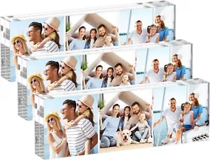 3 Pack Acrylic Magnetic Photo Frame 2x6 Free Standing with UV Protection - Picture 1 of 7