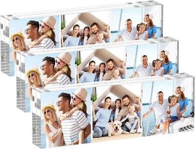 3 Pack Acrylic Magnetic Photo Frame 2x6 Free Standing with UV Protection - Image 1 of 4