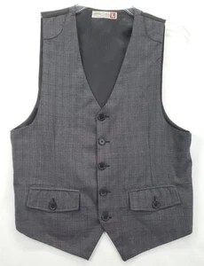 Sovereign Code Vest Waistcoat Mens L Charcoal Plaid V-Neck Button Front Formal - Picture 1 of 10