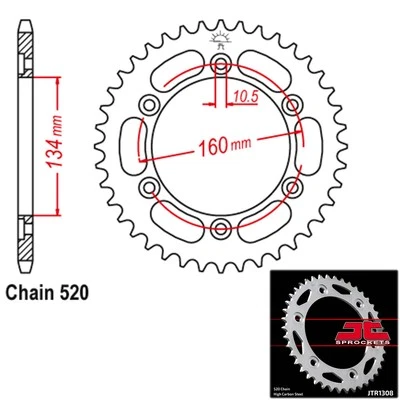 JT Sprocket Steel Rear 520 Pitch 45 Tooth Honda RVT1000R RC51 (2000-2006) - Image 1 of 2