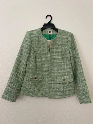 Blazer Anne Klein Tweed, Verde Cítrico Multi, Para Mujer Talla Mediana, Nuevo Foto 1 de 4